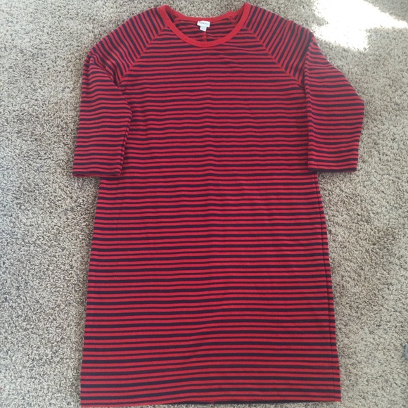 Merona Dresses & Skirts - MERONA Red And Navy Striped Sheath Dress With 3/4 Sleeves